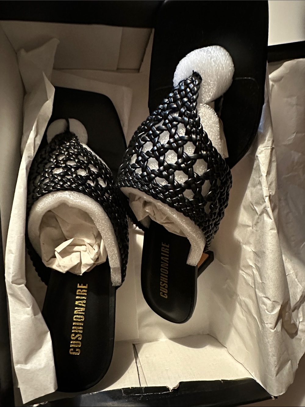 Cushionaire Black Woven Mule Slides
